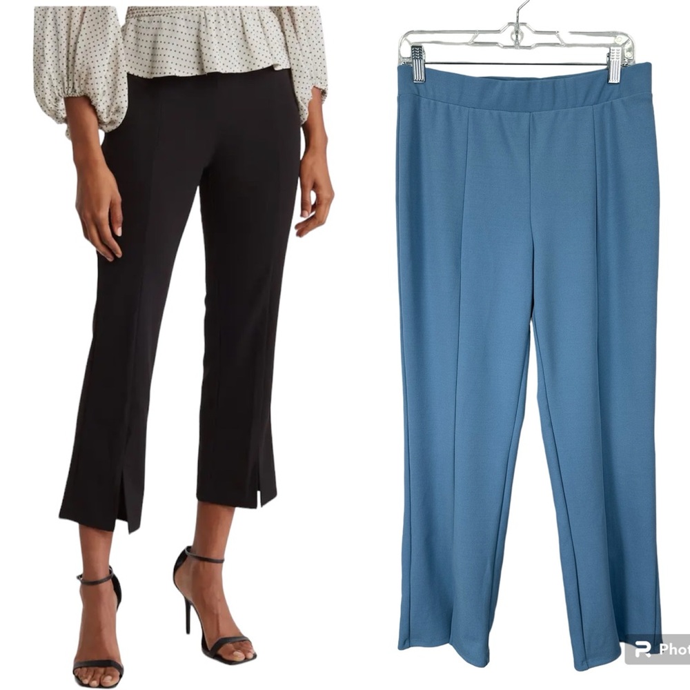Cece Solid Split Hem Pants Slate Blue Pull On Pants Size Medium
